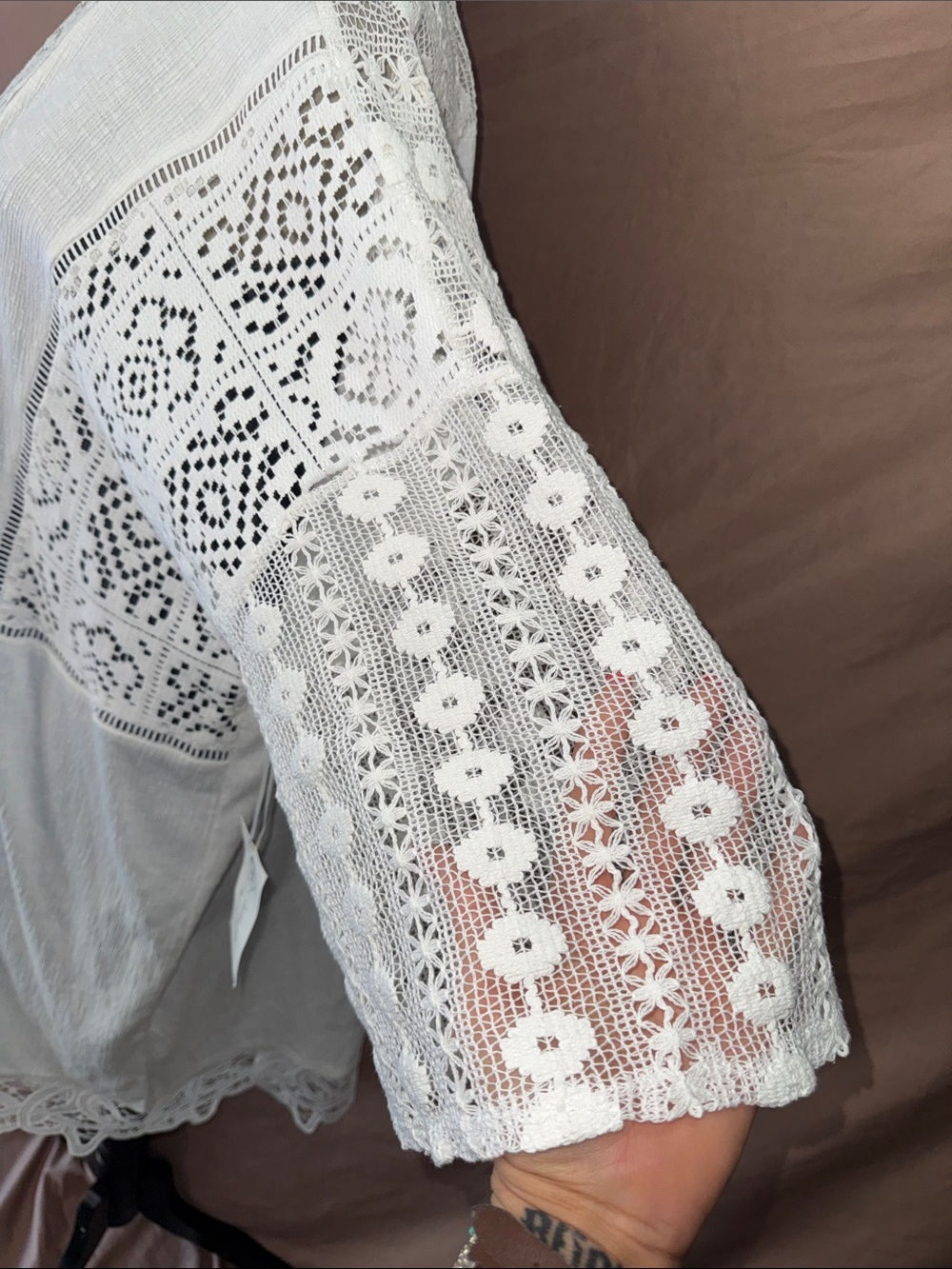 Cato White Crochet Kimono Swim Coverup - Picture 9 of 11